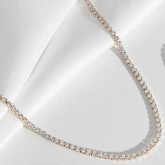NEW 14K GOLD TENNIS CHAIN DIAMOND CHOKER NECKLACE, NICE NECKLACE, CUTE NECKLACE - Picture 6 of 6